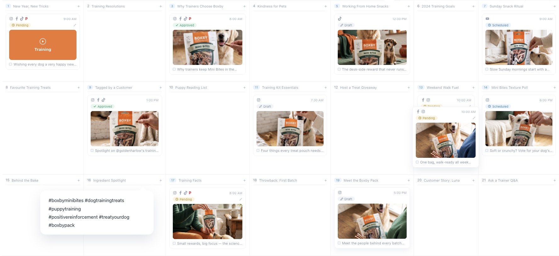 Vela content calendar